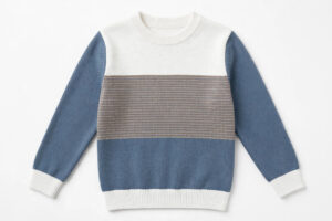 Kids White Taupe & Blue Striped Sweater