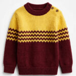 Kids Yellow & Maroon Fair Isle Sweater