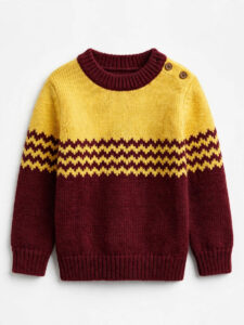 Kids Yellow & Maroon Fair Isle Sweater