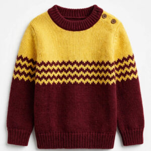 Kids Yellow & Maroon Fair Isle Sweater — image 1