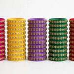 Multicolor Velvet Kundan Bangle Set