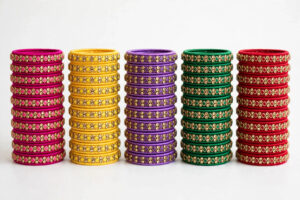 Multicolor Velvet Kundan Bangle Set