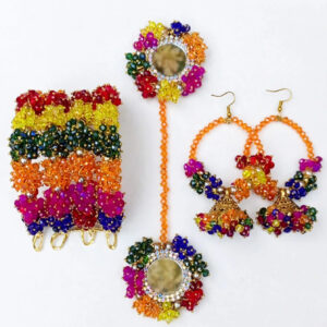 Rainbow Crystal Beaded Mirror Jewellery Set — image 1