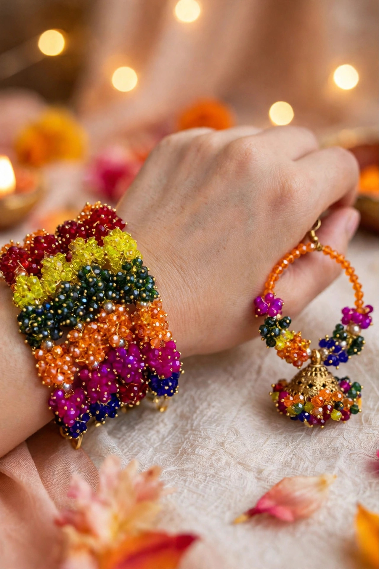 Rainbow Crystal Beaded Mirror Jewellery Set — image 6