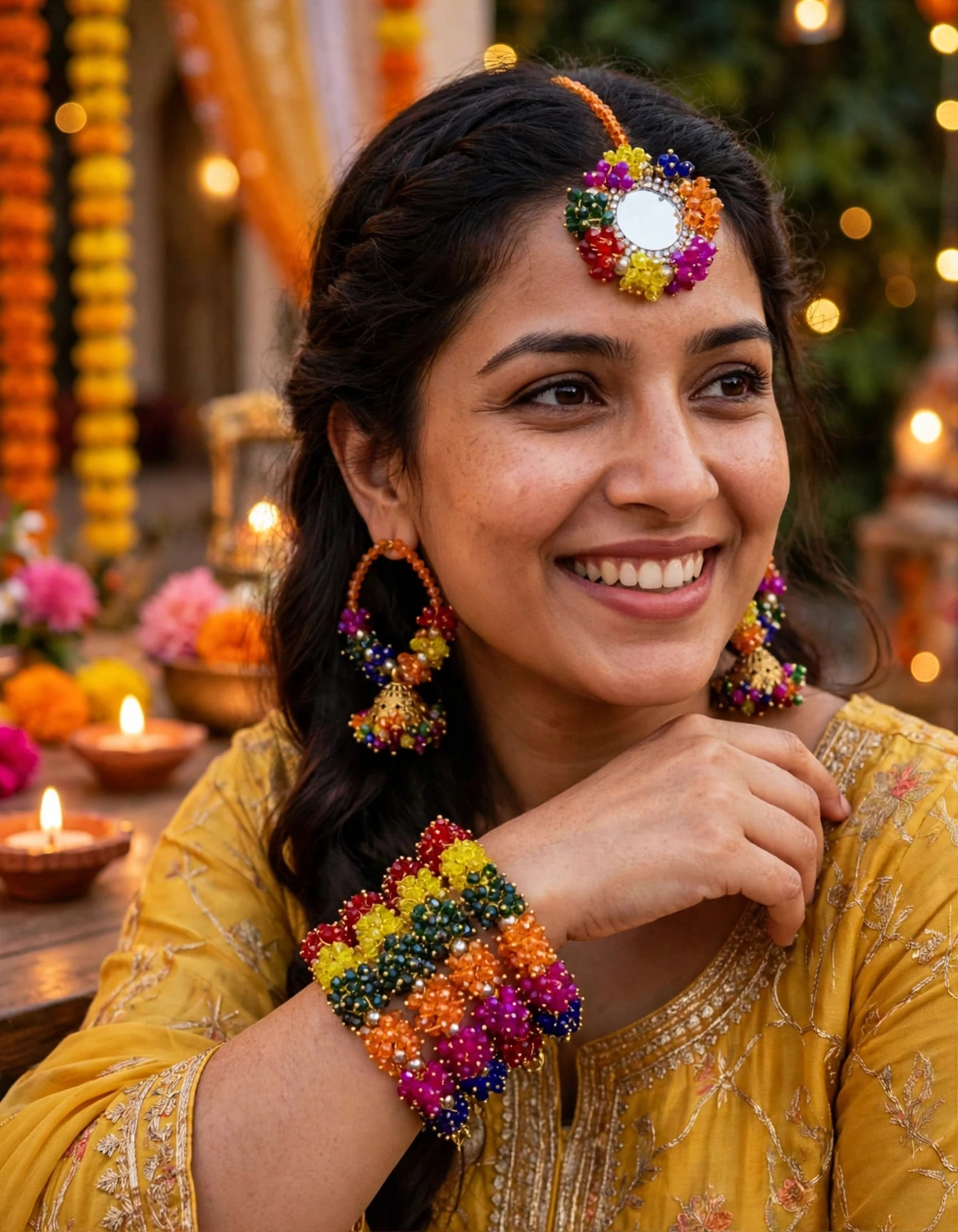 Rainbow Crystal Beaded Mirror Jewellery Set — image 2