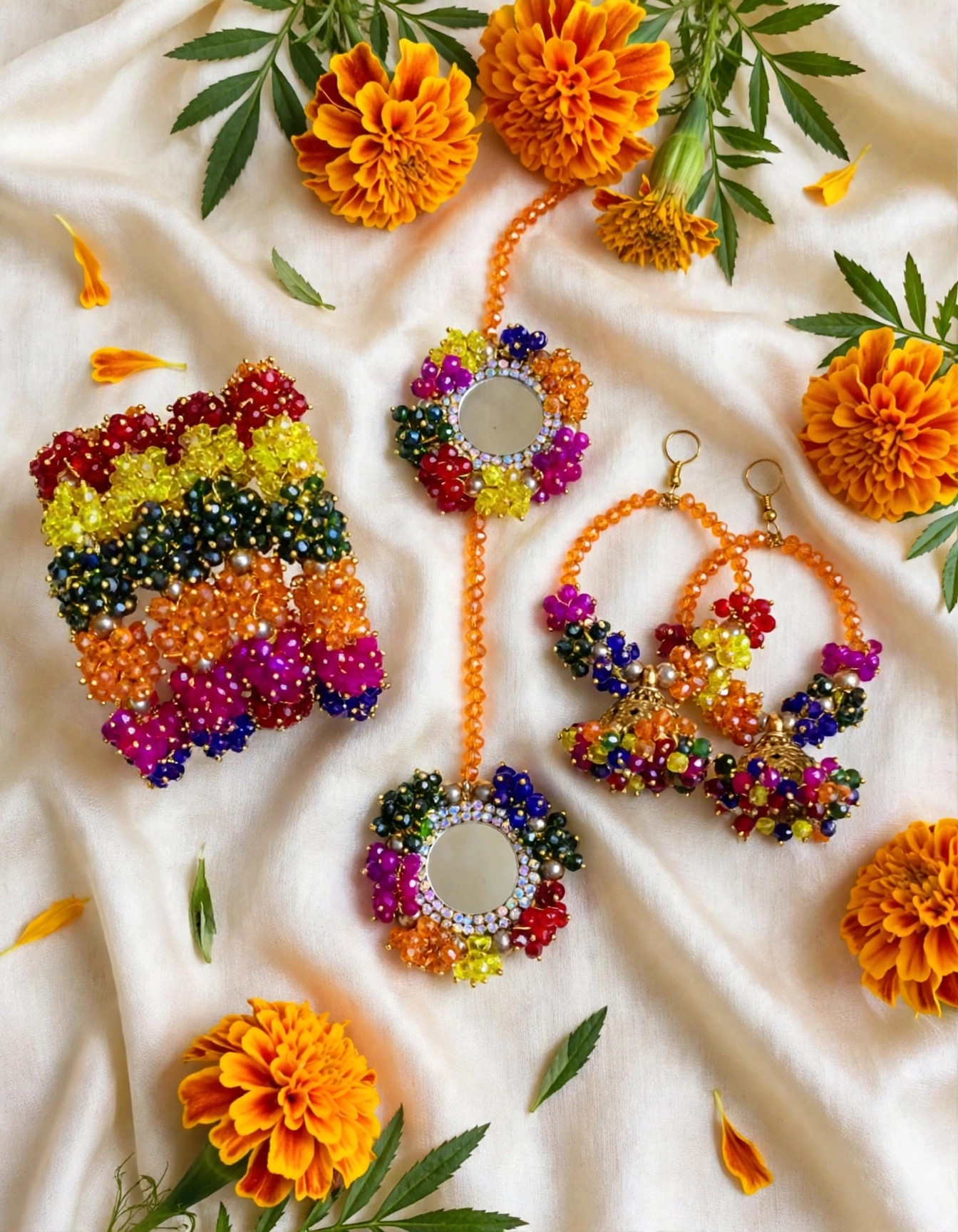 Rainbow Crystal Beaded Mirror Jewellery Set — image 5