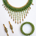 Green Crystal Fringe Necklace Set