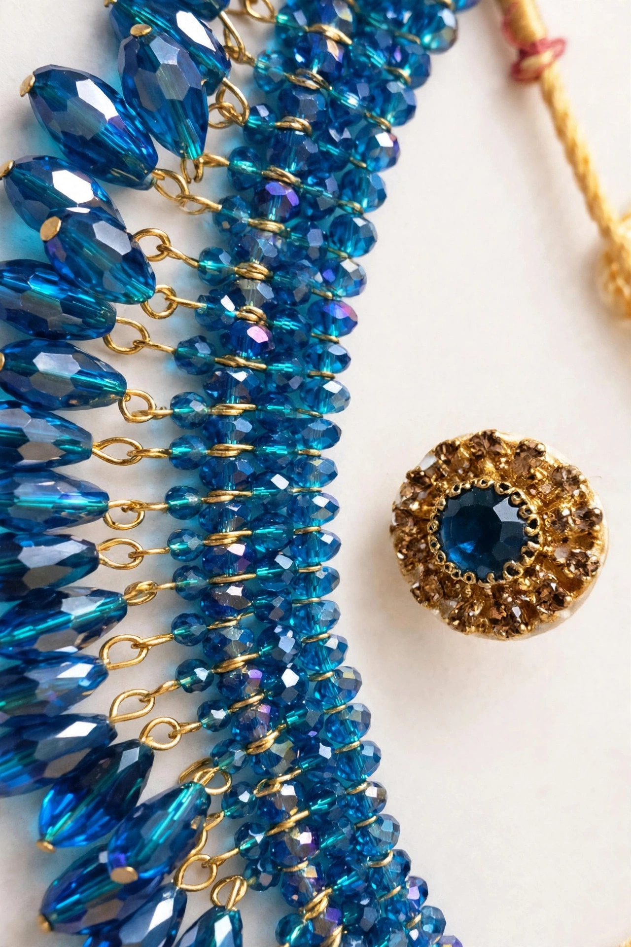 Blue Crystal Beaded Necklace & Earrings Set — image 3