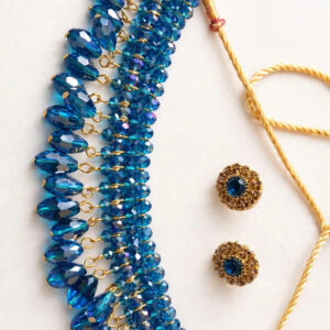 Blue Crystal Beaded Necklace & Earrings Set — image 1