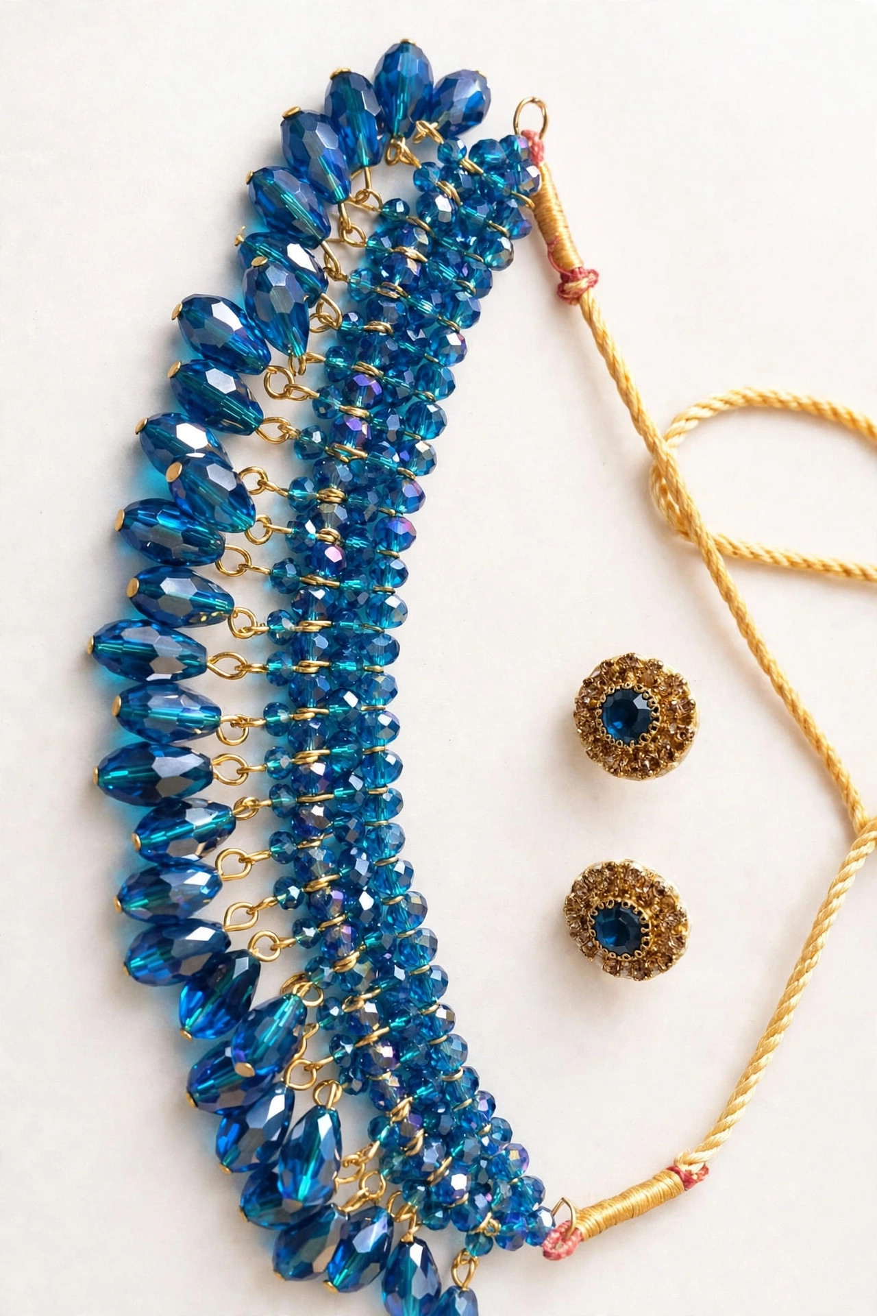 Blue Crystal Beaded Necklace & Earrings Set — image 1