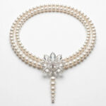 Double-Strand Pearl Necklace with Crystal Pendant