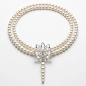 Double-Strand Pearl Necklace with Crystal Pendant — image 1