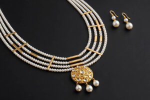 Multi-Strand Pearl & Kundan Pendant Necklace Set