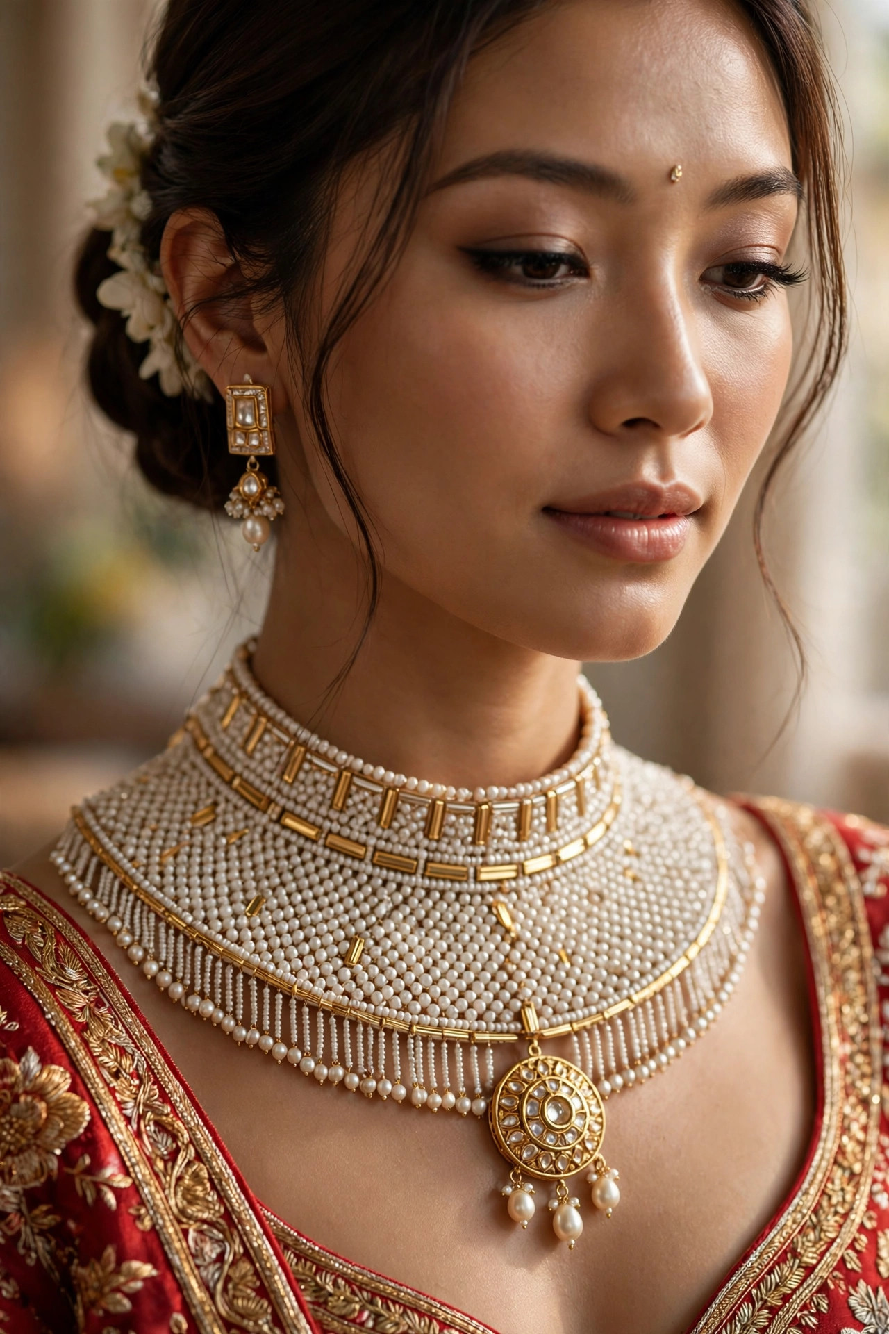 Pearl & Kundan Bridal Collar Set — image 2