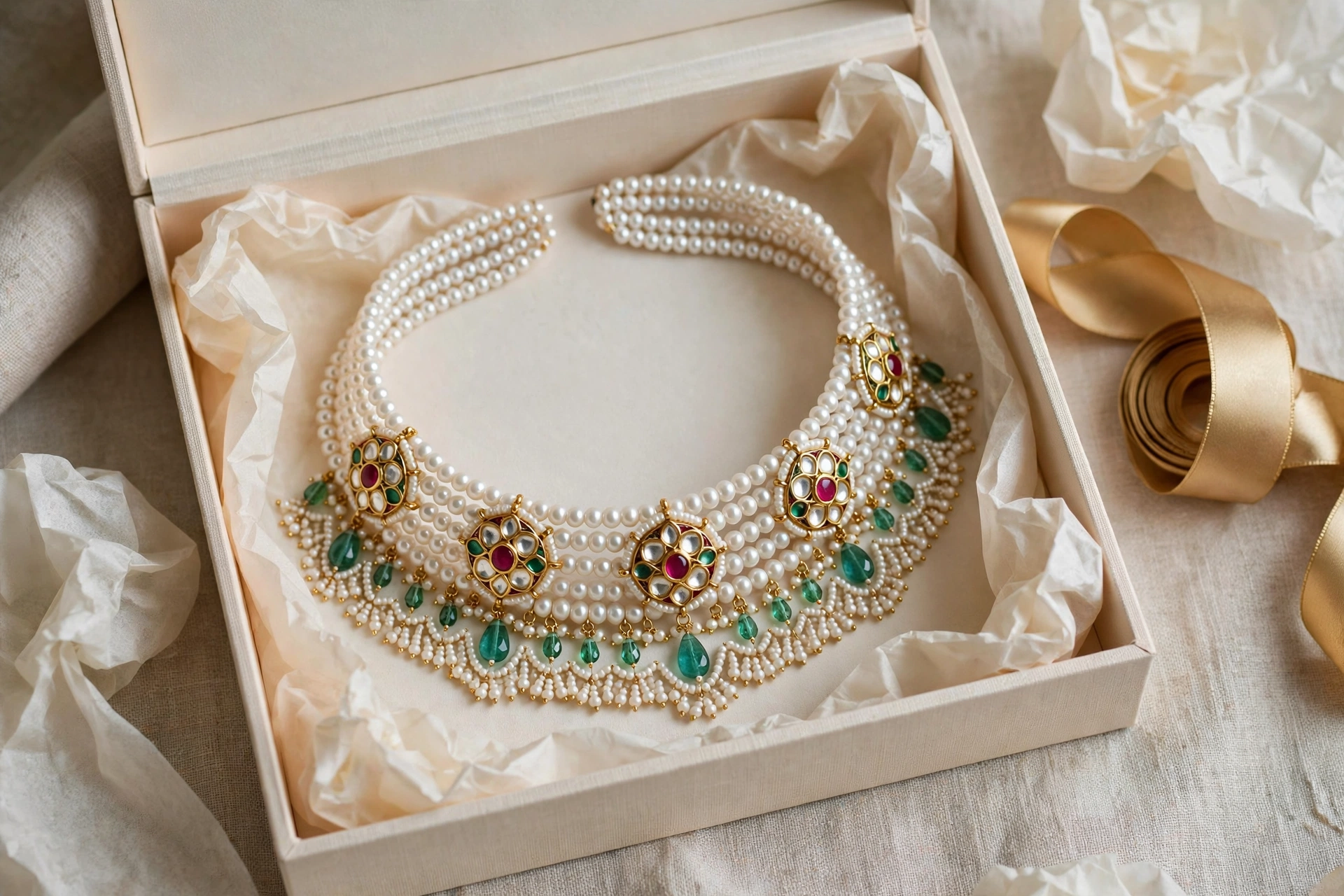 Pearl & Kundan Bridal Choker — image 4