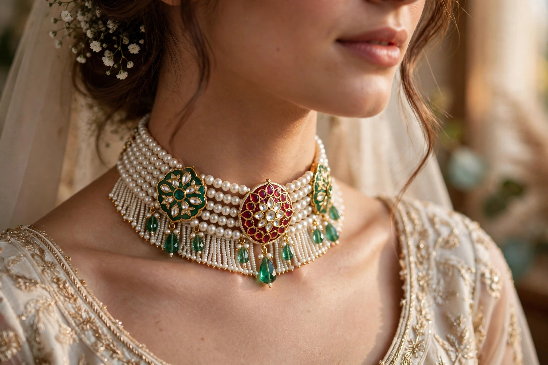 Pearl & Kundan Bridal Choker — image 2