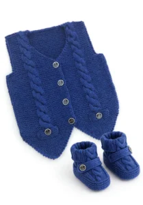Royal Blue Baby Knit Vest & Booties Set