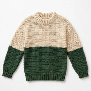 Men's Cream & Green Two-Tone Sweater