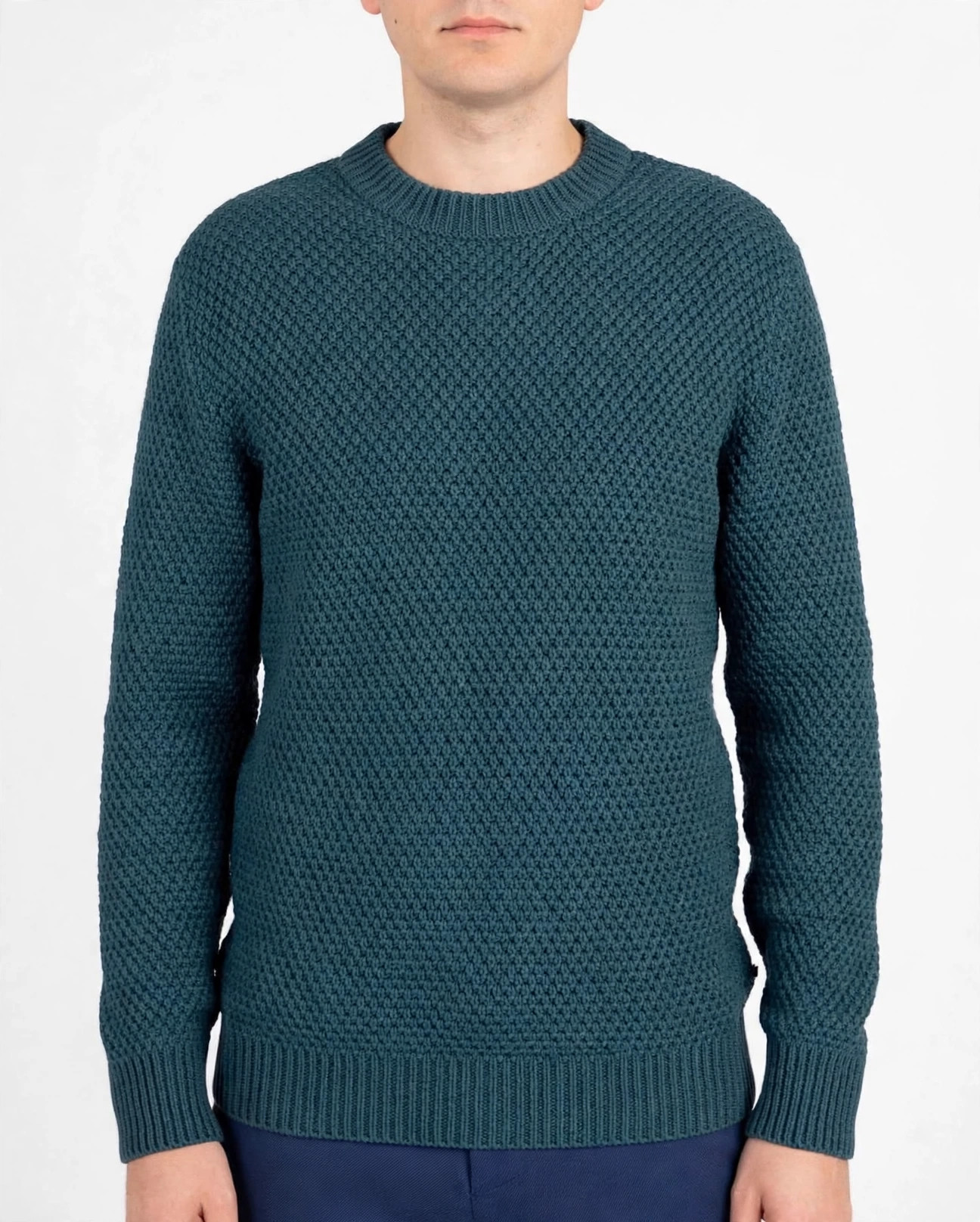 Men's Teal Textured Knit Sweater — image 1
