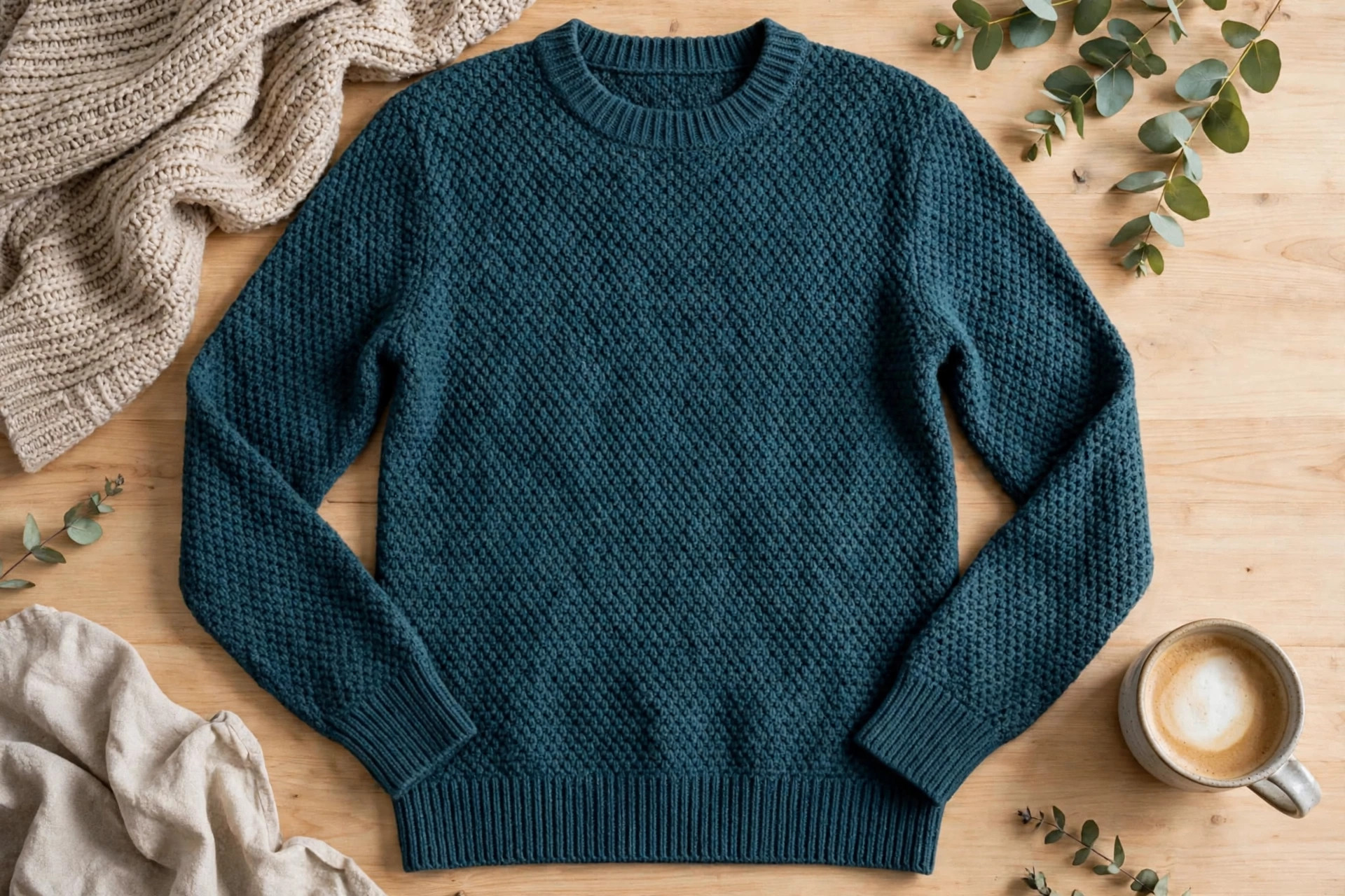 Men's Teal Textured Knit Sweater — image 5