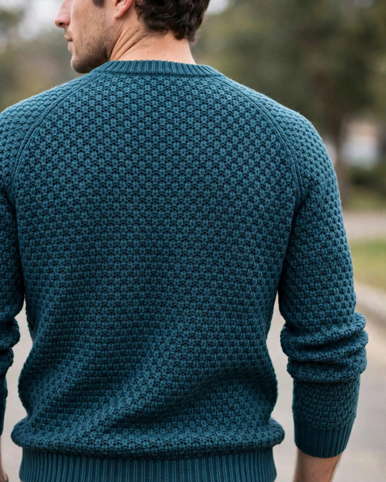 Men's Teal Textured Knit Sweater — image 6