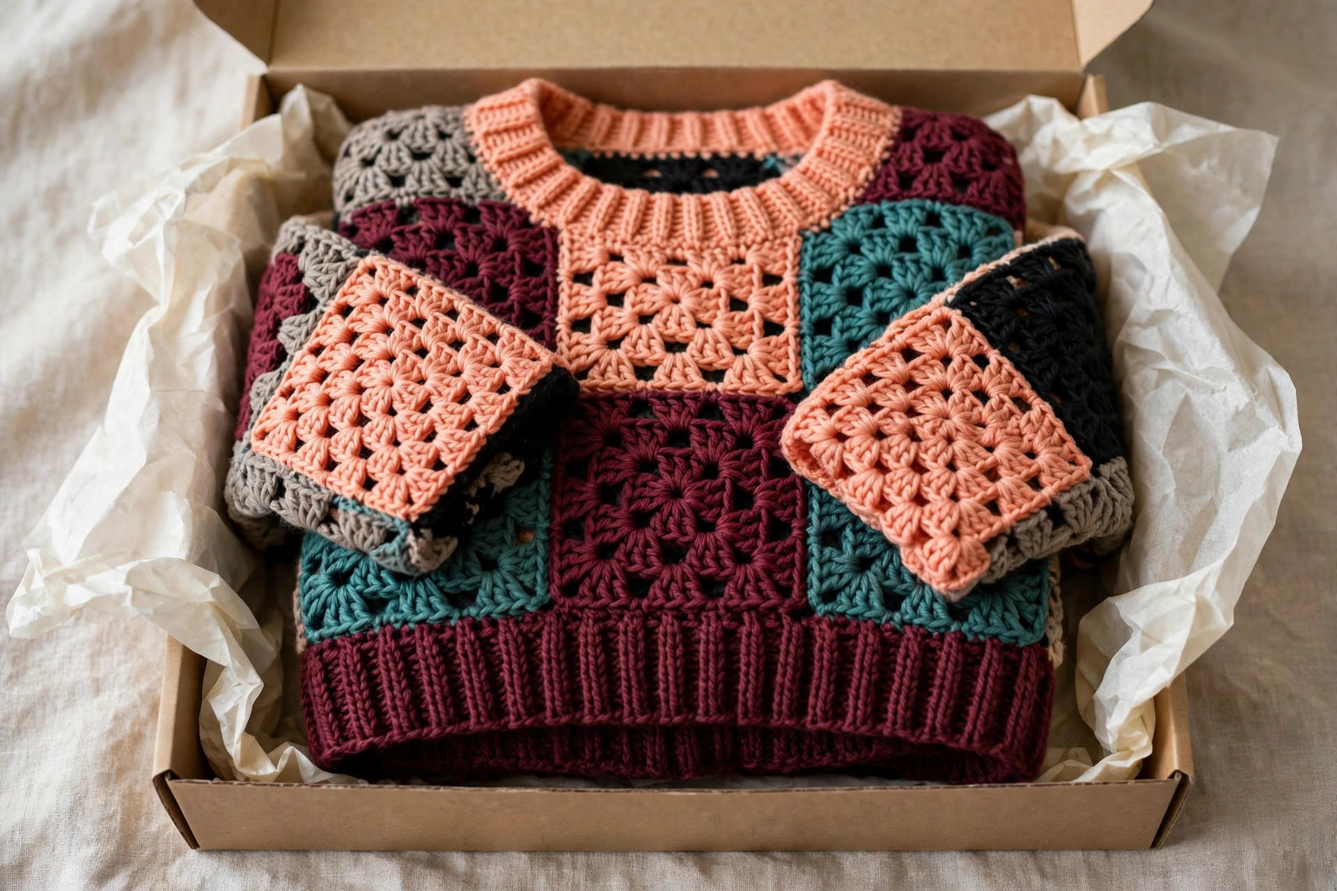 Multicolor Granny Square Sweater — image 4