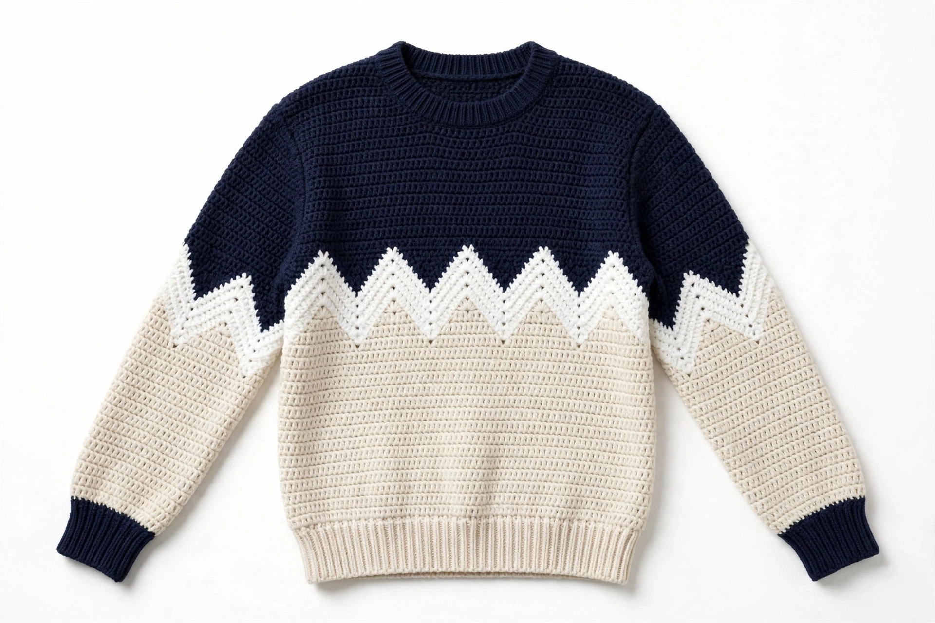 Navy & Cream Zigzag Sweater — image 1