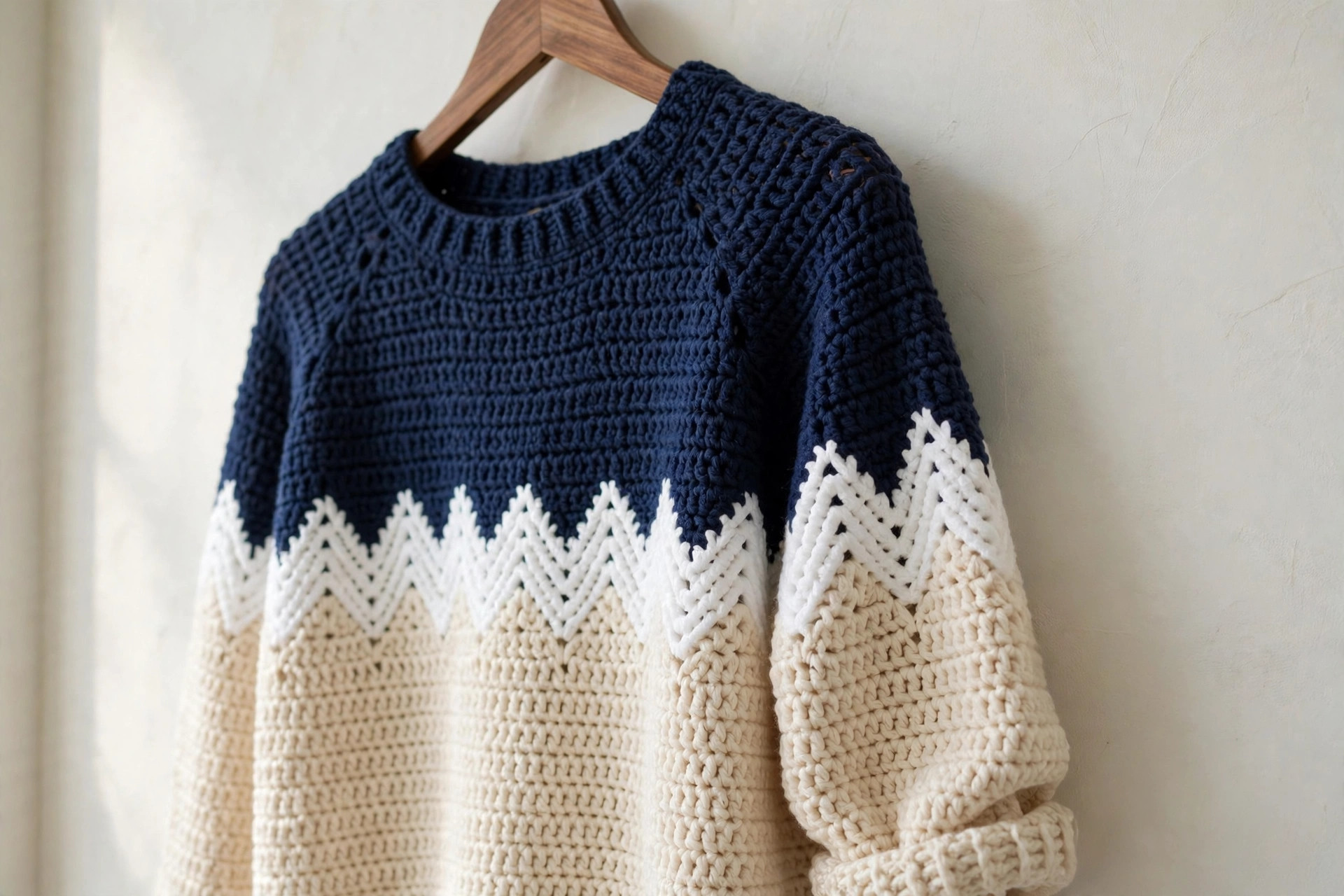 Navy & Cream Zigzag Sweater — image 6