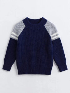 Navy & Grey Raglan Waffle Sweater