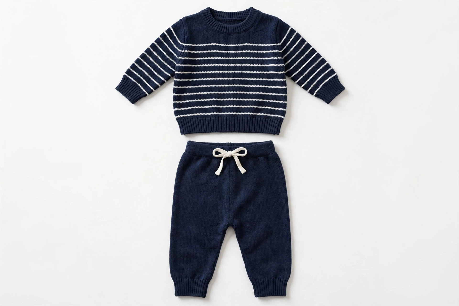 Navy Striped Baby Sweater & Pants Set — image 1