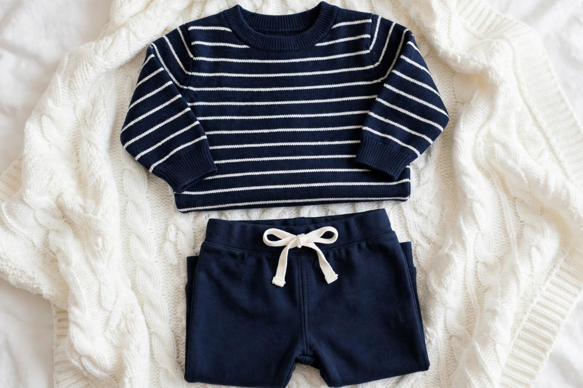 Navy Striped Baby Sweater & Pants Set — image 2