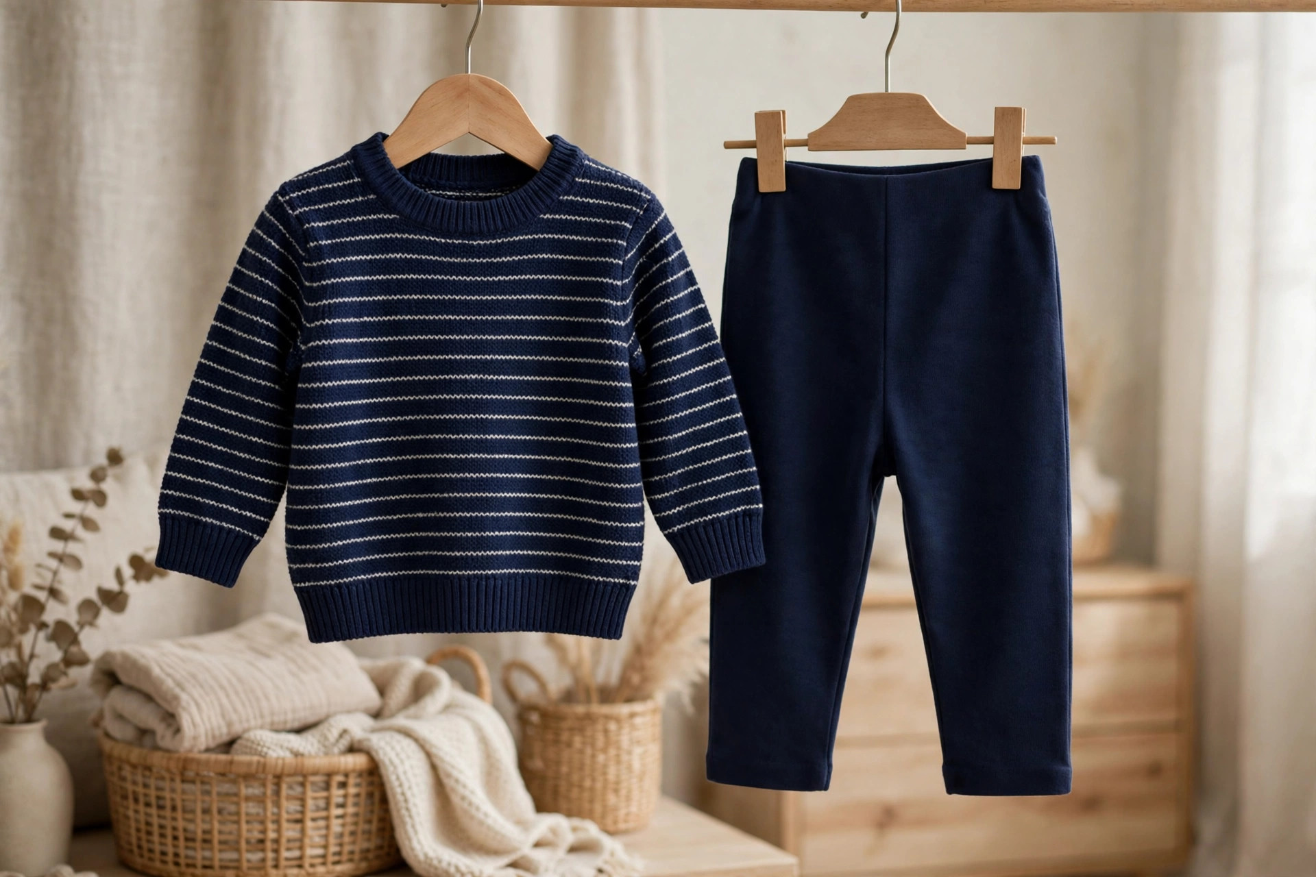 Navy Striped Baby Sweater & Pants Set — image 5