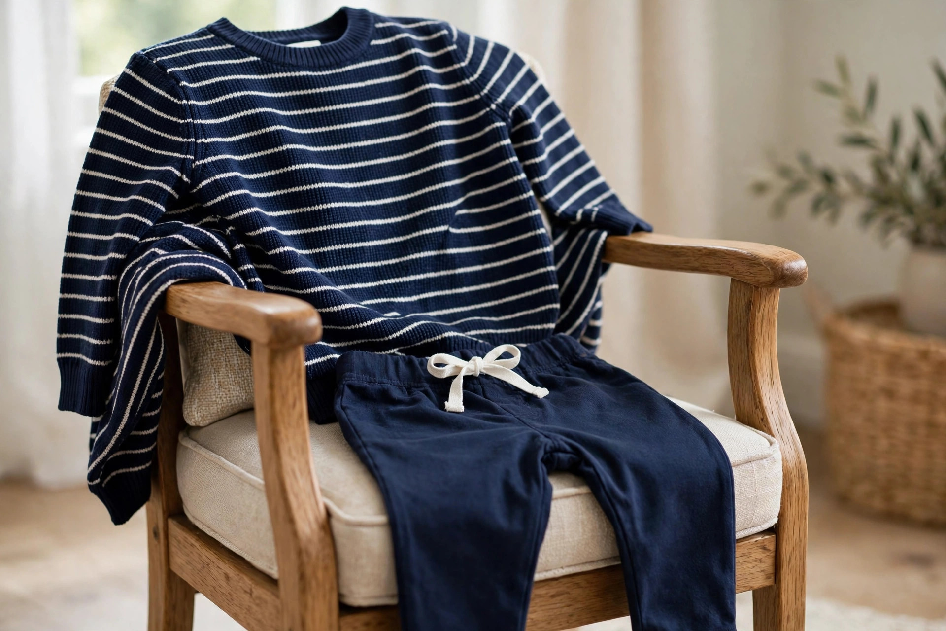 Navy Striped Baby Sweater & Pants Set — image 6