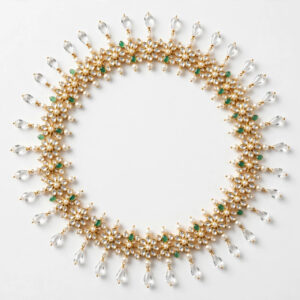 Gold Green Pearl Statement Necklace — image 1