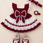 Baby Crochet Dress Set with Headband & Booties