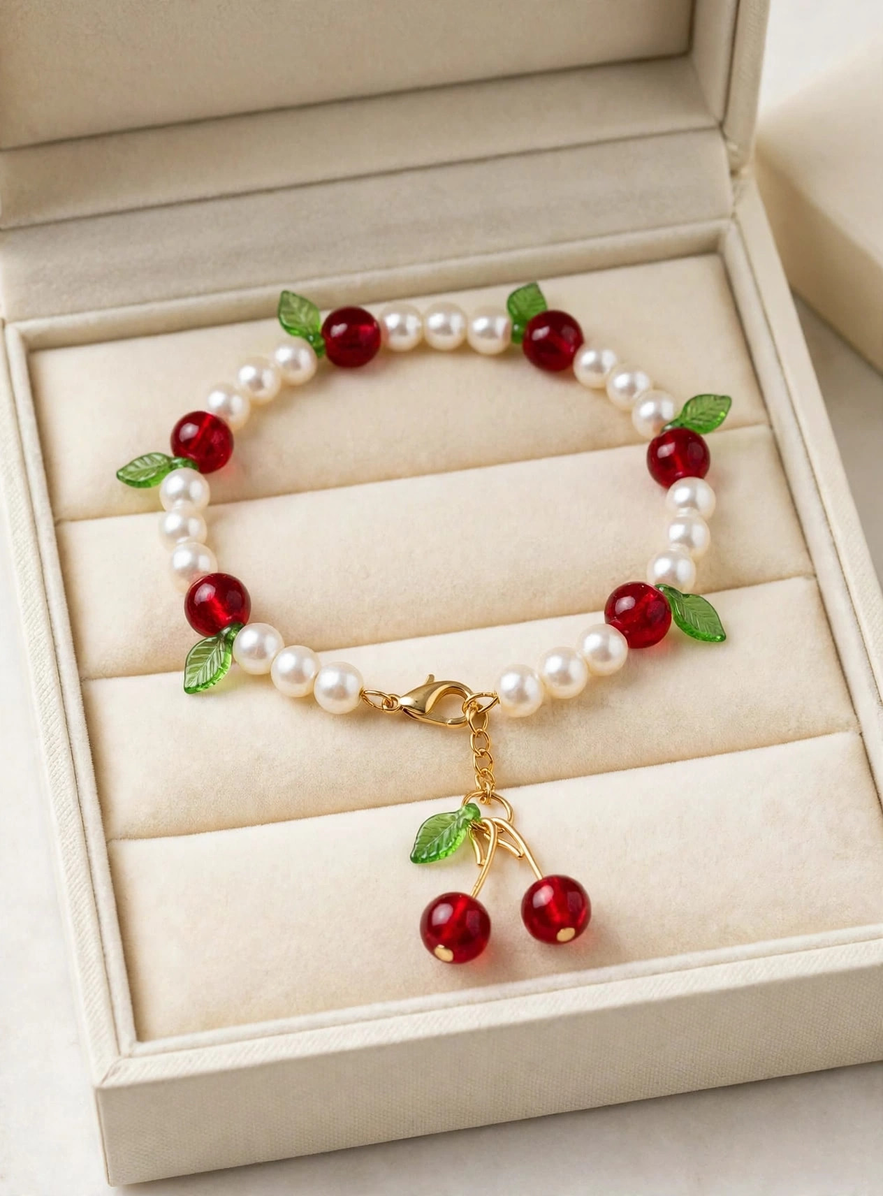 Pearl & Cherry Bracelet with Cherry Charm — image 4
