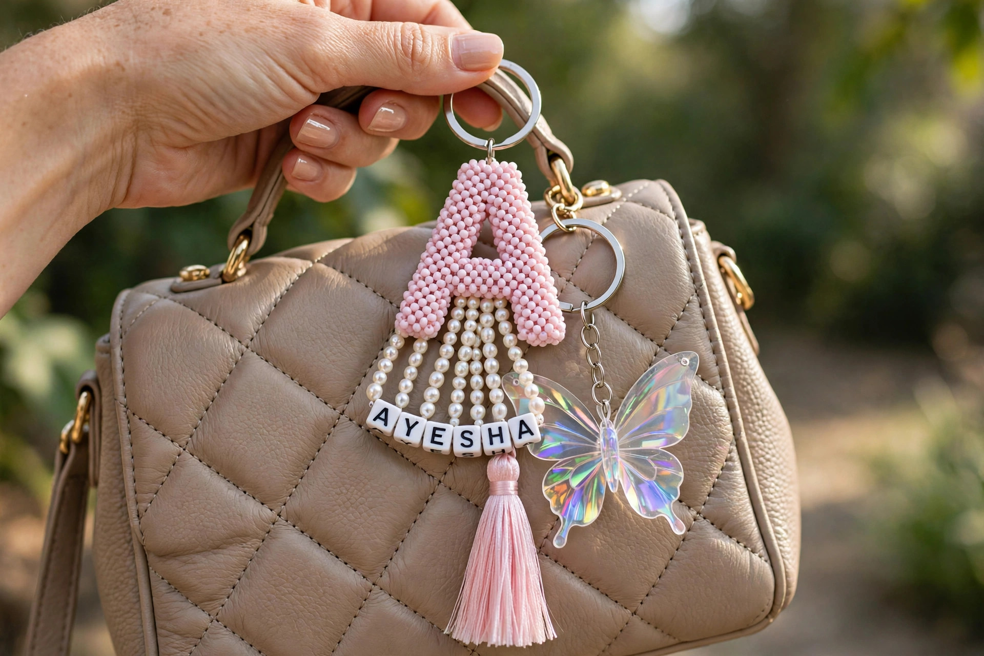 Personalized Beaded Initial Keychain — image 2