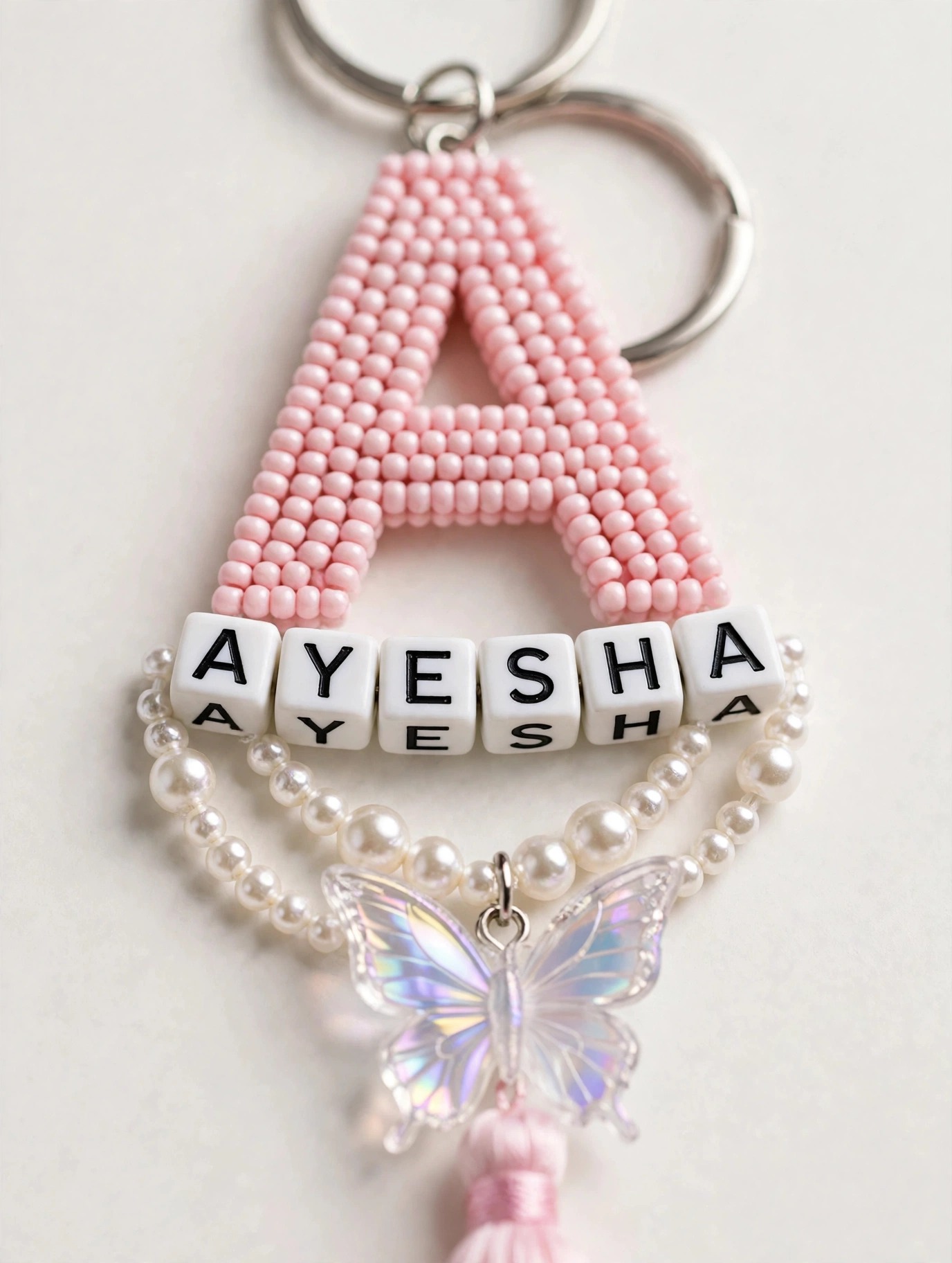 Personalized Beaded Initial Keychain — image 3