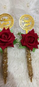 Personalized Nikah Pens with Roses (Pair)