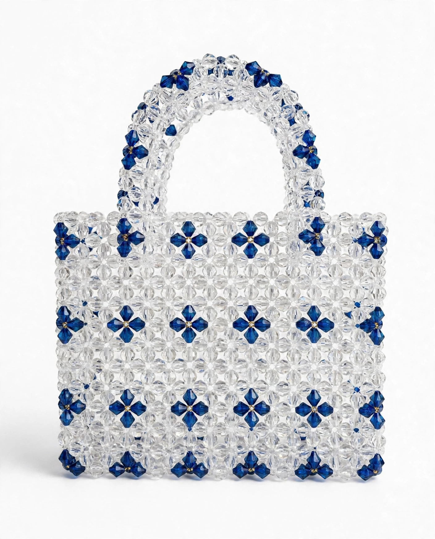 Crystal Beaded Flower Tote (Pink & Blue) — image 2