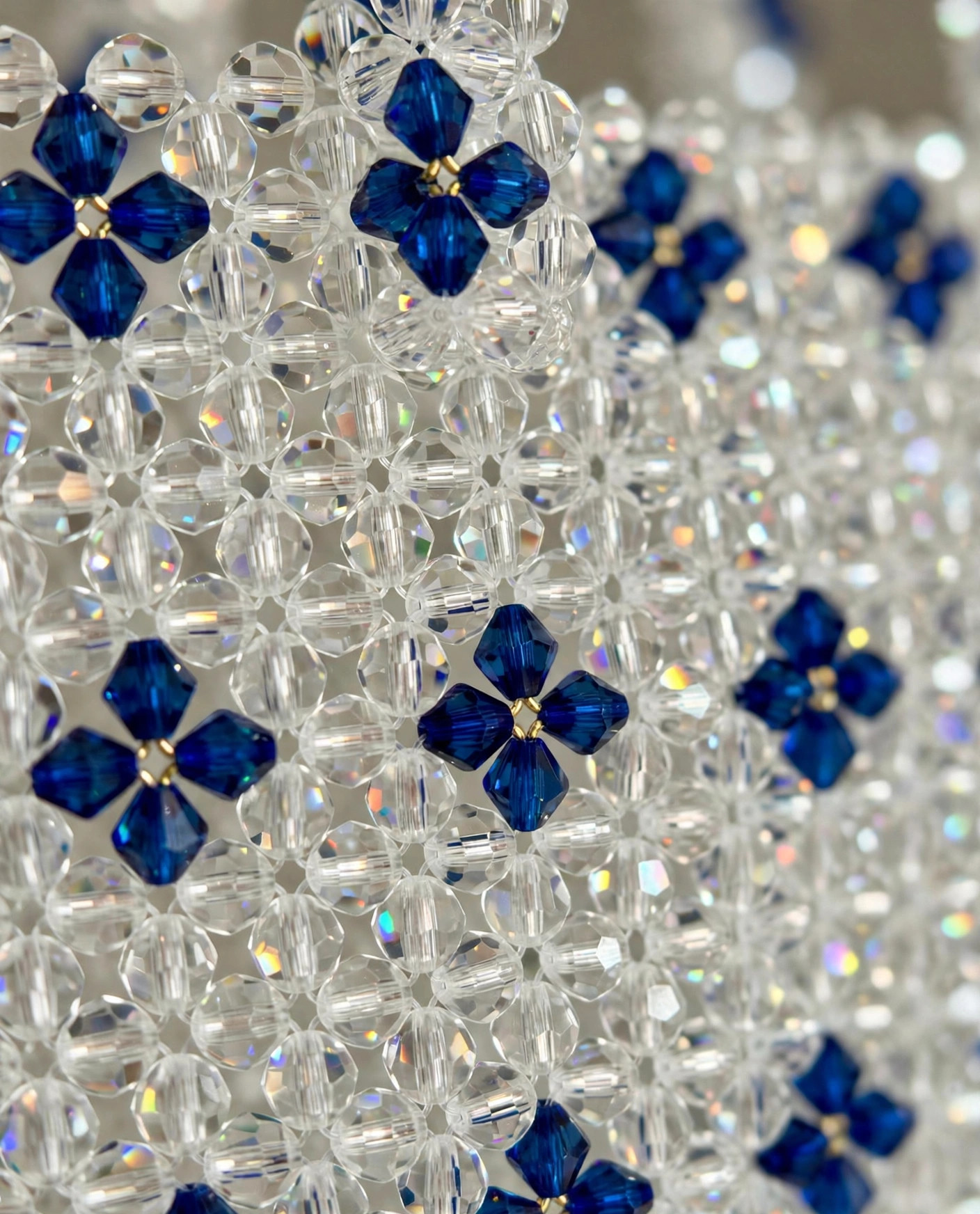 Crystal Beaded Flower Tote (Pink & Blue) — image 3