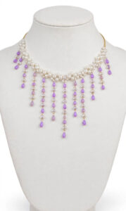 Pearl & Lavender Waterfall Necklace
