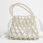 White Pearl Lattice Beaded Handbag