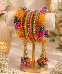 Multicolor Crystal Bangle Set with Drops