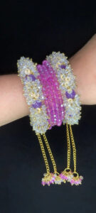 Crystal Bangle Set with Chain Tassels