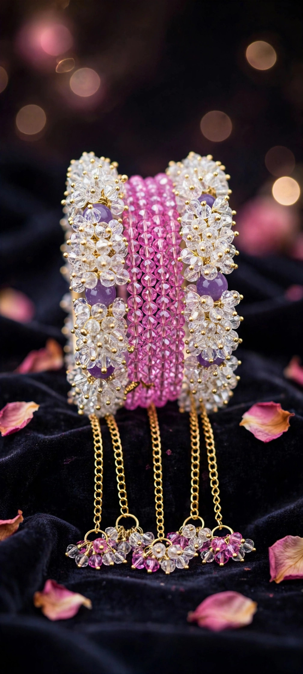 Crystal Bangle Set with Chain Tassels — image 6
