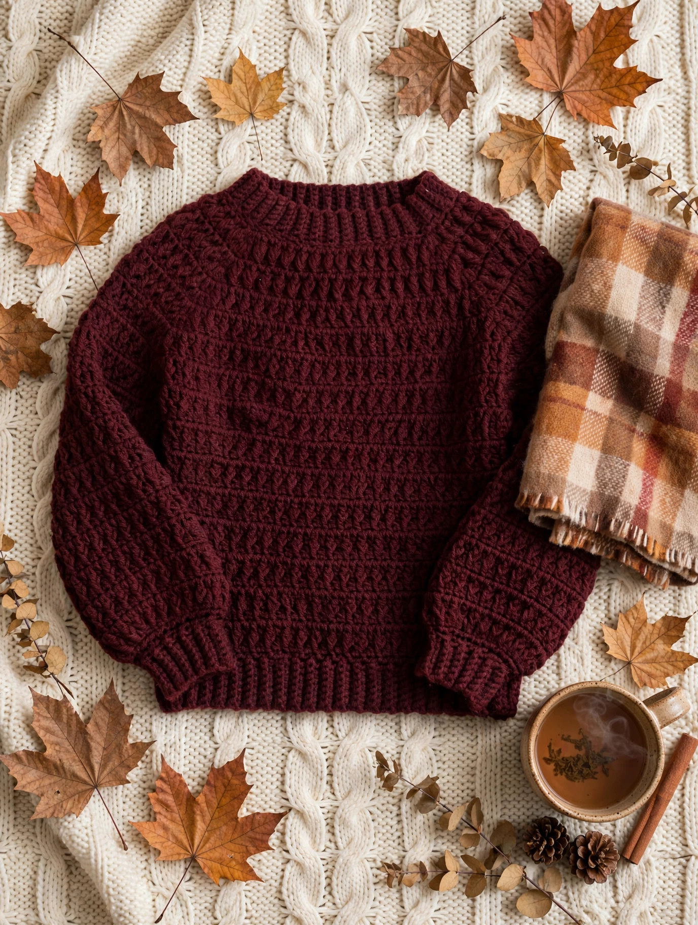 Maroon Crochet Sweater — image 6
