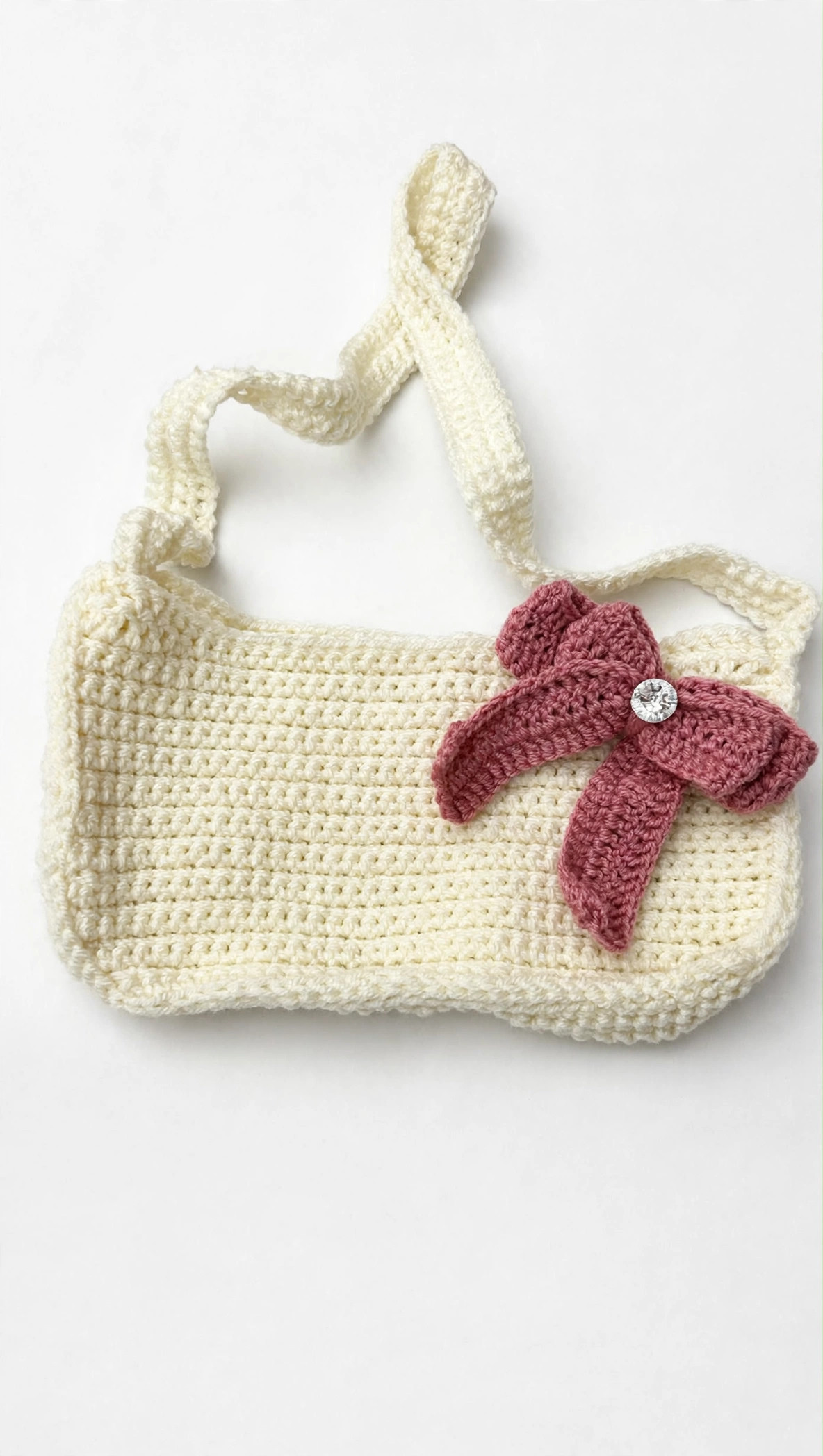 Cream Crochet Bow Shoulder Bag — image 1