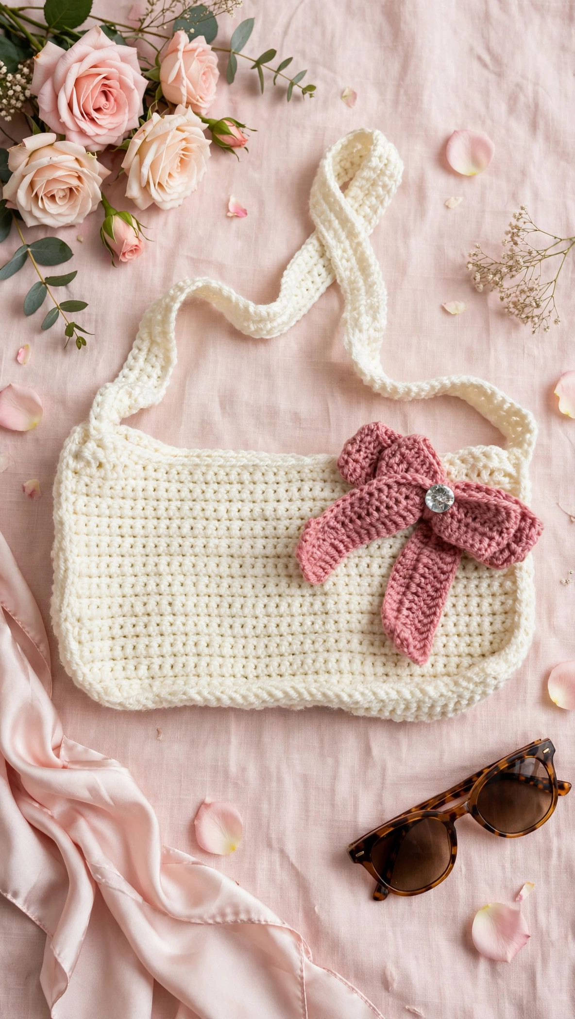Cream Crochet Bow Shoulder Bag — image 6