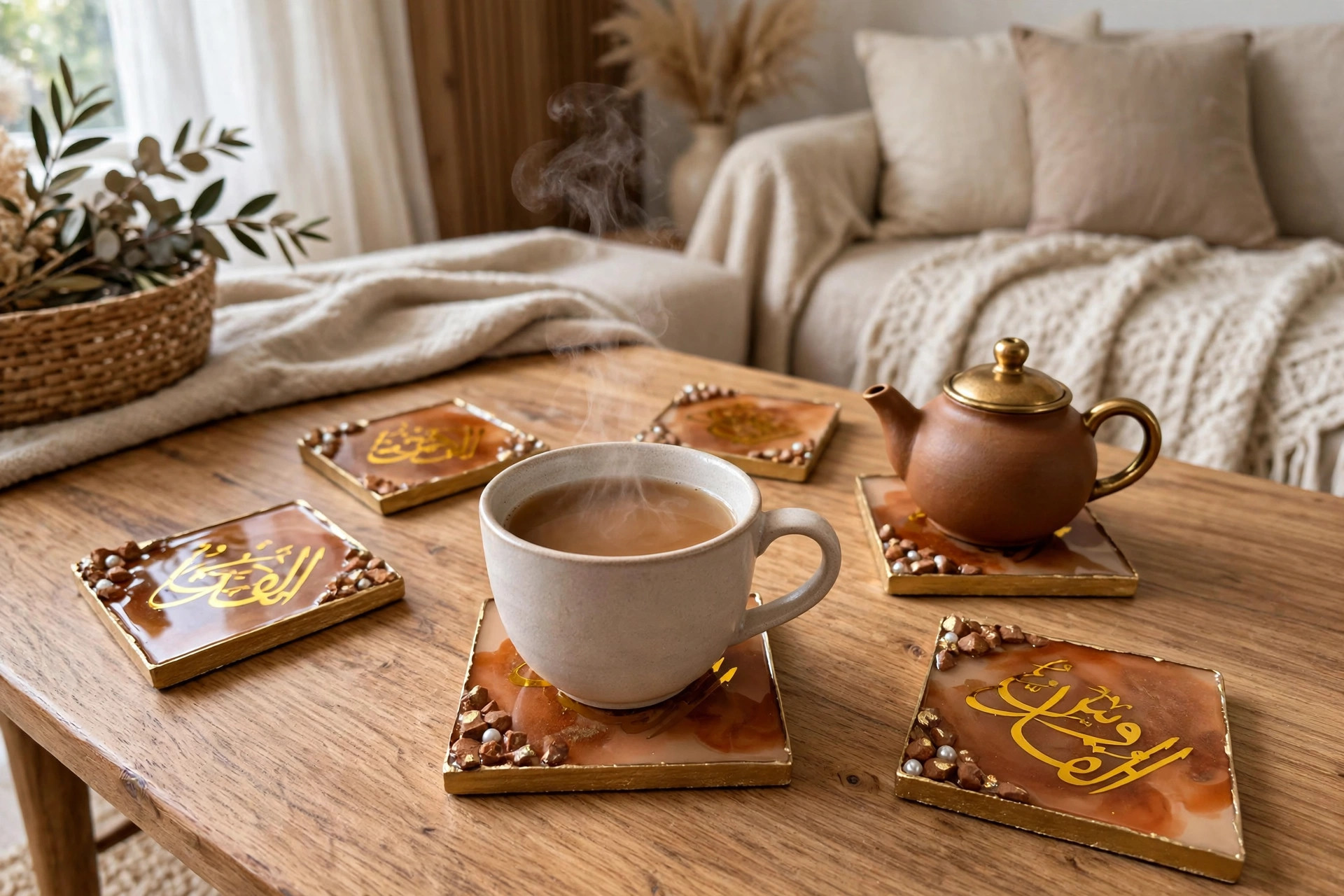 Resin Arabic Calligraphy Coaster Set — image 2